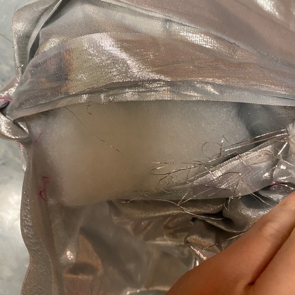 Handmade Silver Triangle Shimmer Pillow - Picture 3 of 3